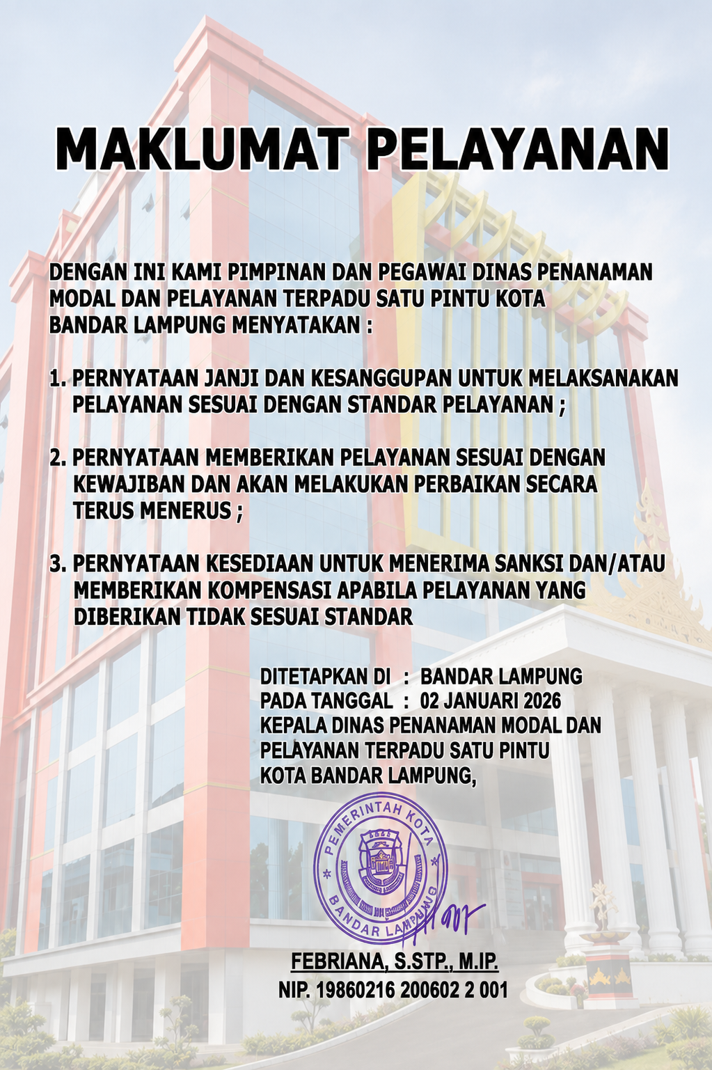 Maklumat Pelayanan DPMPTSP
