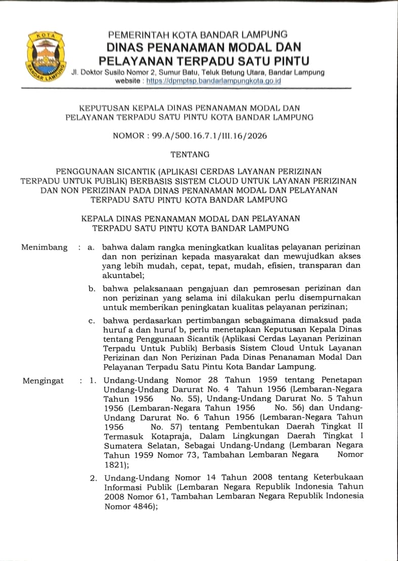 Surat Edaran Penggunaan Sicantik
